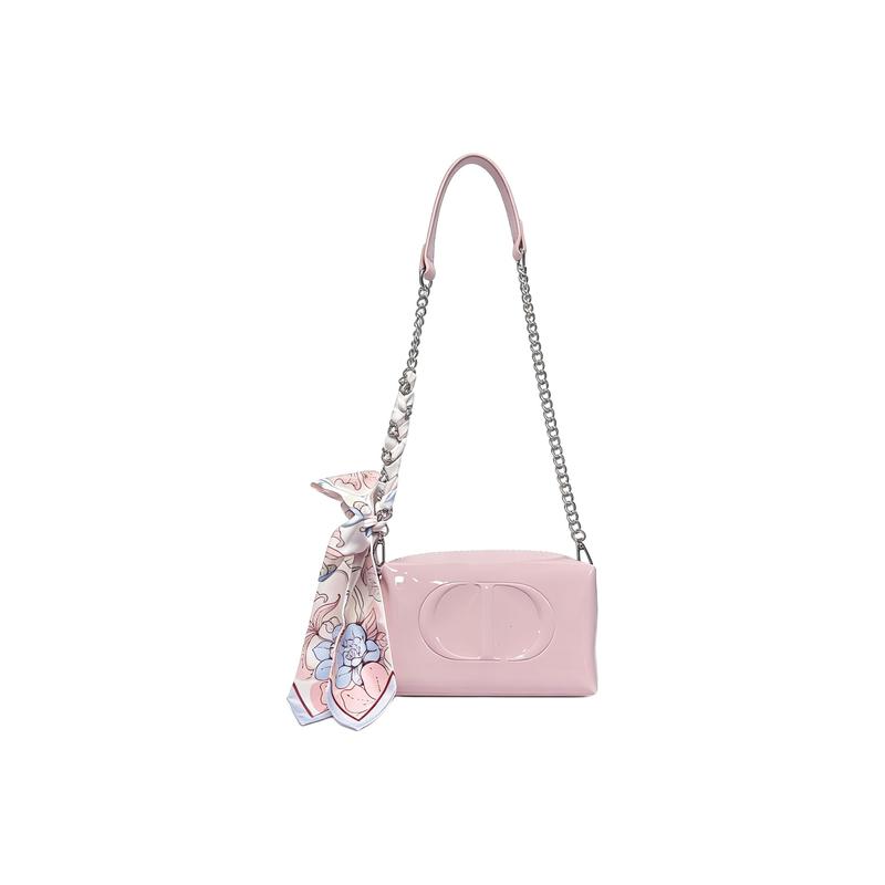

DIOR Bag [Customized Cosmetic Bag] Pink lacquer gloss, high-end, versatile and classic, trendy retro, simple and fashionable, French bow pendant, золотой