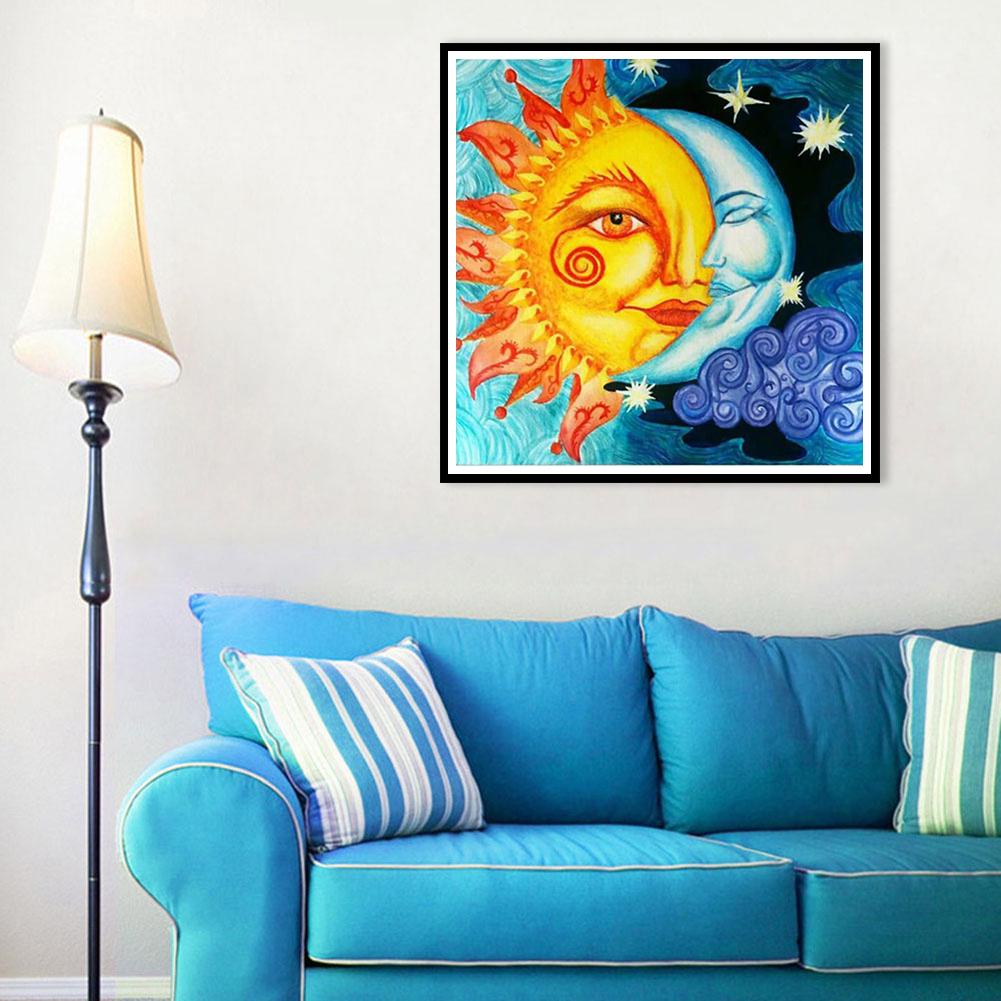 5D DIY Full Drill Diamond Painting Sun and Moon Cross Stitch Mosaic Kit