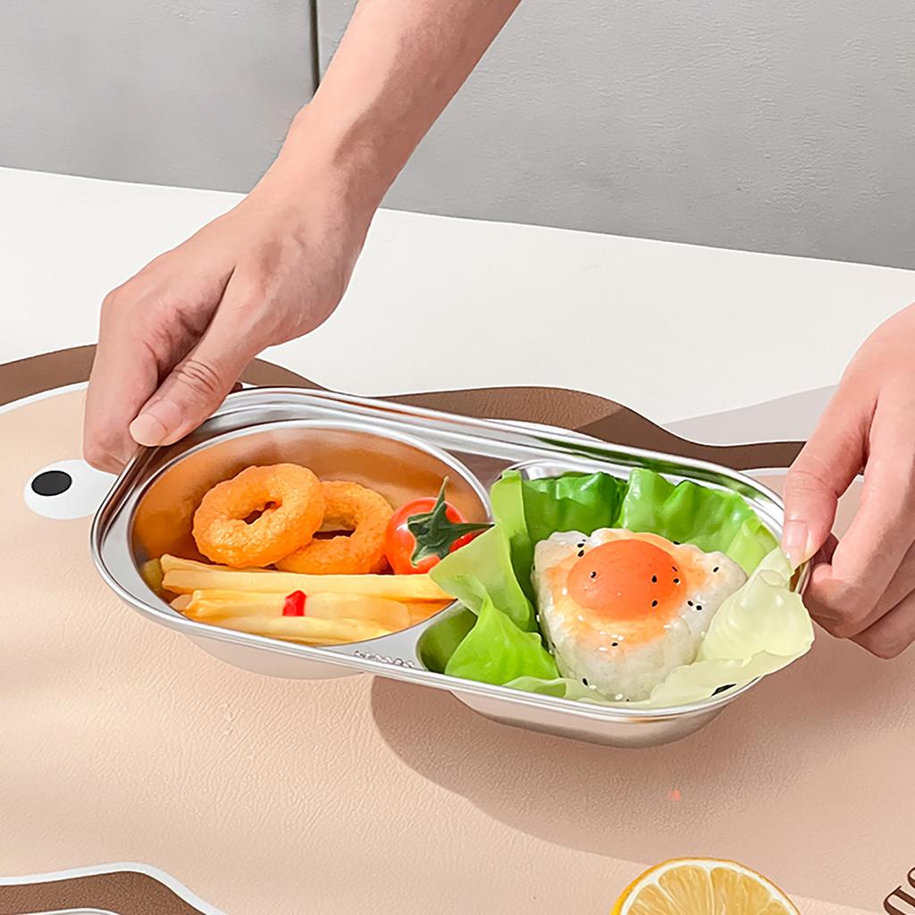 Mini Cute Children Dinner Plate 304 Stainless Steel Divided Food Plates Dishes Fruit Salad Plates Kitchen Tableware