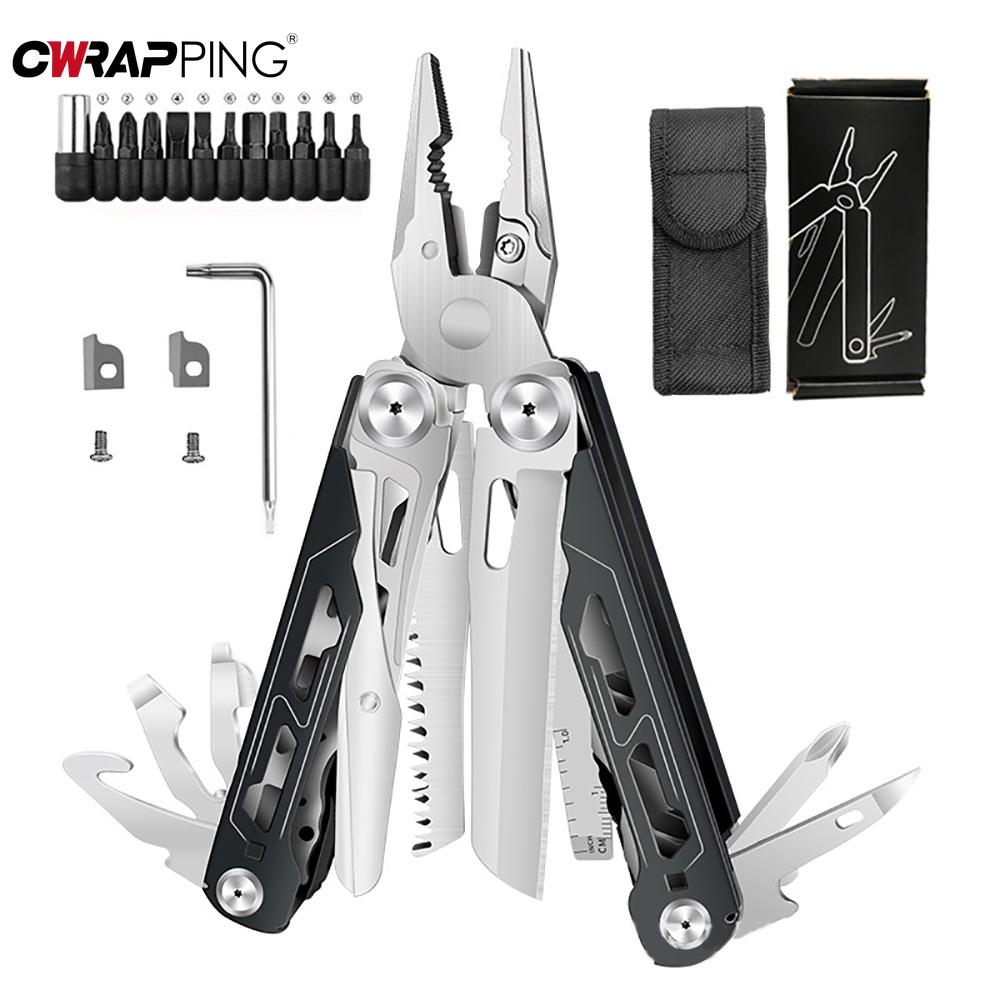 28 In 1 Car Camping Multitool Multi Foldable Stainless Steel Plier Wire Stripper Outdoor Mini Portable Hand Tools Knife Scissors
