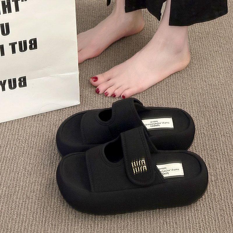 Thick-bottomed Velcro slippers for women's summer outer wear 2025 new height-increasing versatile high-end explosion with skirt cool slippers