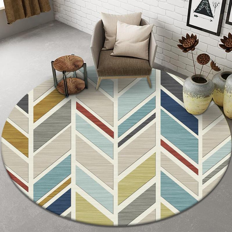 Colored Animal Geometric Printing Pattern Round Floor Mat Simple Household Room Living Room Decoration Door Mat and Floor Mat
