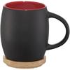 Glass "Hearth" 400 Ml Ceramic Mug with Wooden Base Solid Black