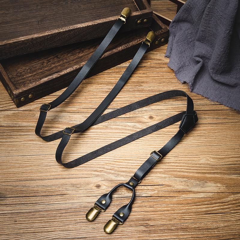 Unisex Non-Slip Retro Leather Suspenders for Pants