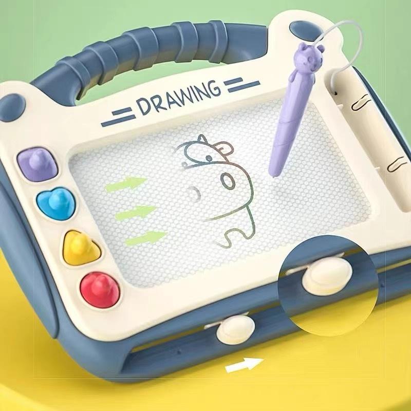 Magnetische Zeichentafel, Skizzier-Kritzel-Brett-Spielzeug, Intelligenz-Lernspielzeug, Geburtstagsgeschenk für Jungen und Mädchen, (4 Stempel+ 1 Bleistift+ 4 Ständer)