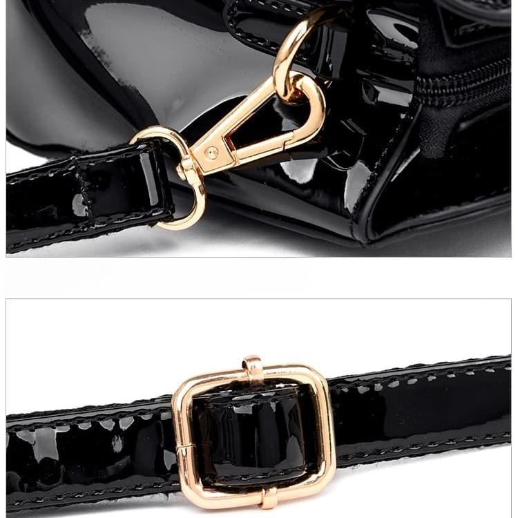 Geprägte glänzende Boston-Tasche Damen-Umhängetasche