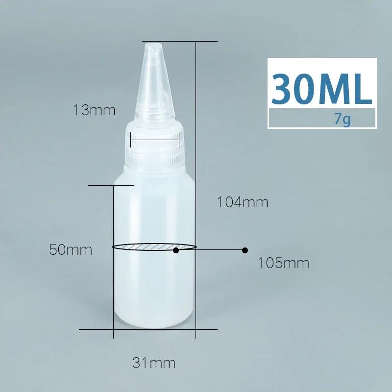 10Pcs 30-100ml Empty Plastic Glue Bottles PE Material with Screw Lids Squeeze Liquid Drop Bottles For Ink Oil  Pigment Container