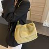Chic Olive Green Plush Shoulder Bag With Chain Strap Magnetic Closure Faux Fur Crossbody Handbag For Women