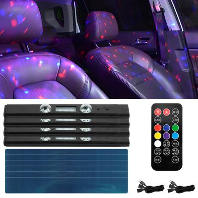4Pcs Car Interior Ambient Light USB Rechargeable Multicolor RGB LED Strip Light Remote/Sound Control Car Star Ceiling Light