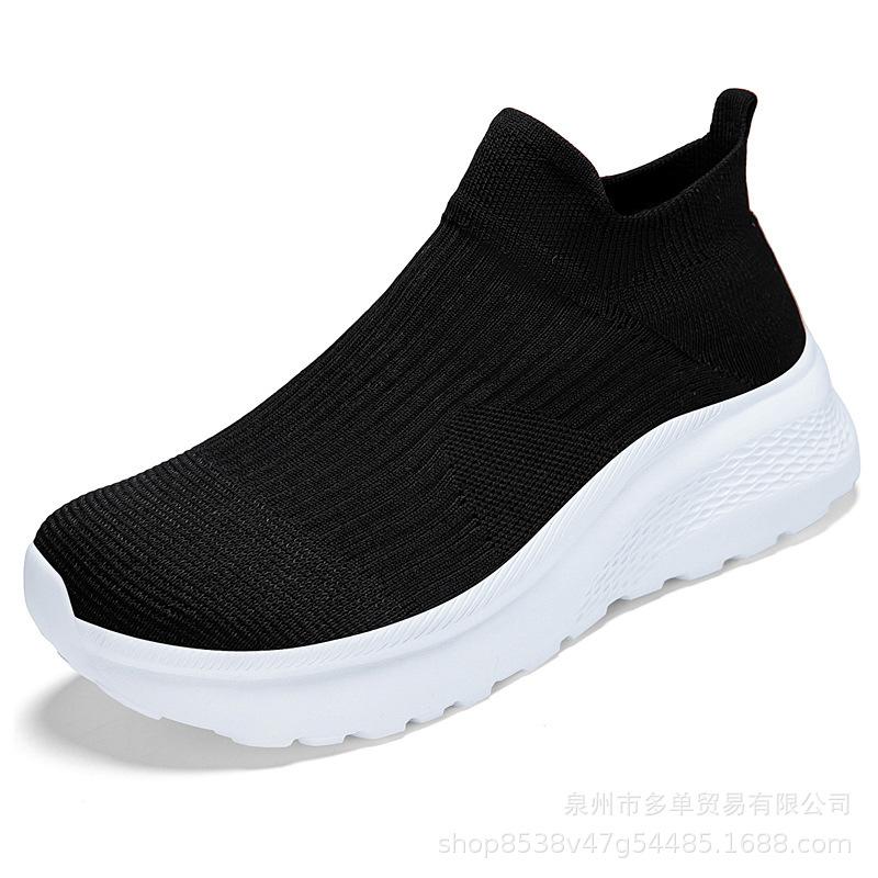 Flash wear lace-free lazy casual shoes outdoor non-slip wear-resistant fly-woven mesh socks shoes