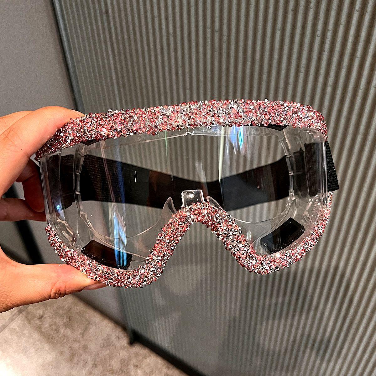 Full Rhinestone Embellished Sports Goggles for Skiing Snowboarding Mountain Climbing Windproof Dustproof Protective Eyewear 2026 золотой