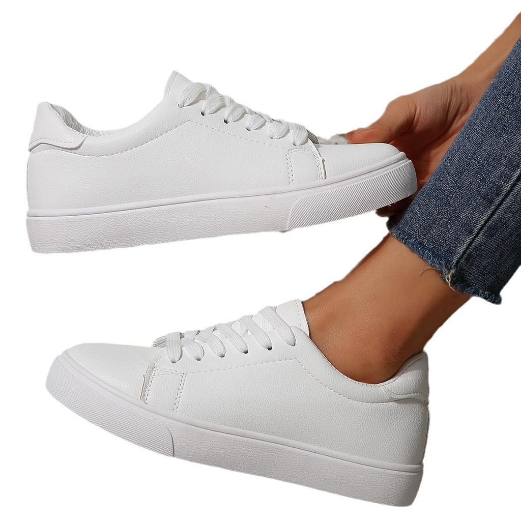 Large Size Flat White Shoes Women's Summer and Autumn New Solid Color Korean Version Low-top Board Shoes Casual Sports Shoes Batch