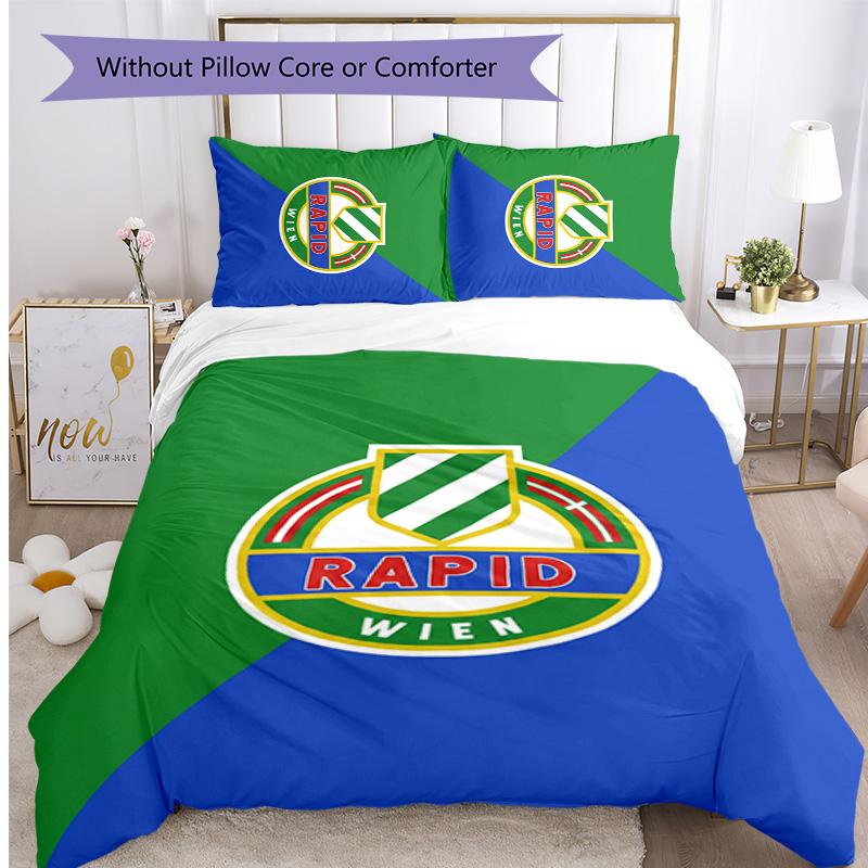 Rapid Wien FC Printed 3PCS Bedding Set Breathable Duvet Cover with Pillowcases Decorative Bed Linen for Bedroom Home