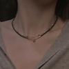 Black Beaded Choker Necklace with Gold Bell Pendant – Minimalist Dainty Jewelry for Women, Elegant Daily Gift Necklace