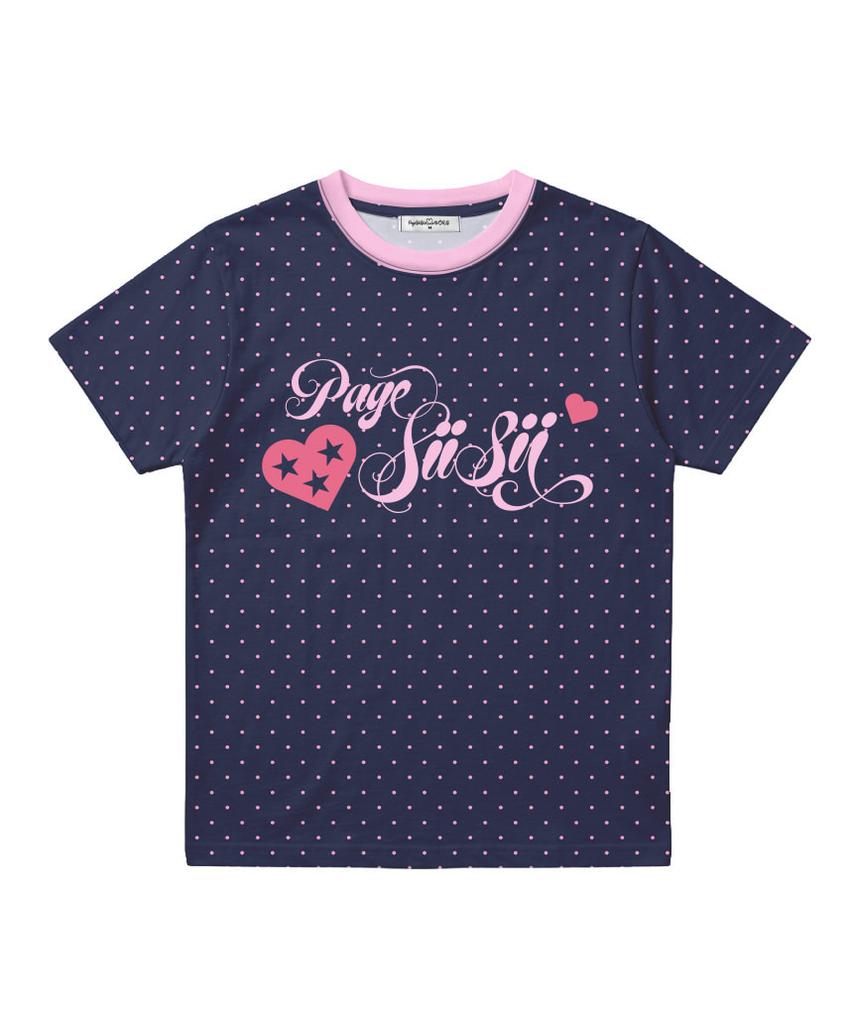 PAGESIISII Star Heart Lettering Print Dot Standard Fit Short Sleeve T-Shirt Pink