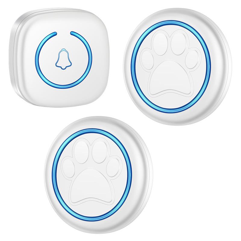 Wireless Dog Doorbell with 60 Melodies, 5 Volume Levels, 2 Waterproof Buttons, and 1 Plug-in Receiver for Training and Communication.