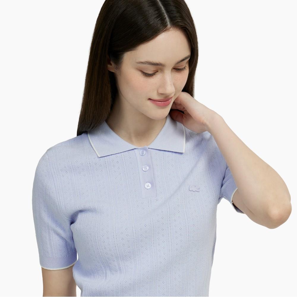 [Lacoste] Women's Pointelle Sweater Polo Shirt PF413E-56GJ2G