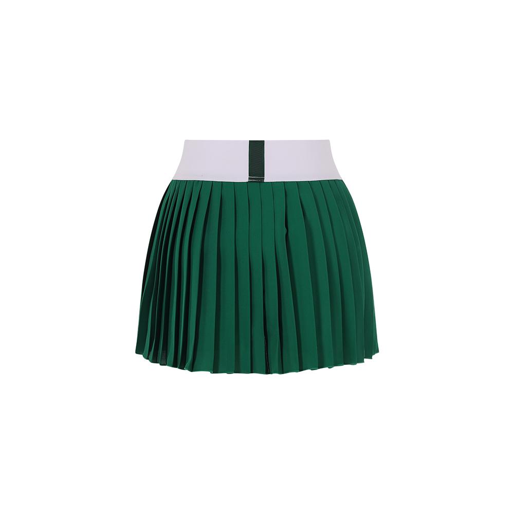 GAME SET MATCH Asymmetrical Pleated Dry-Fit Tennis Skirt [Green]
