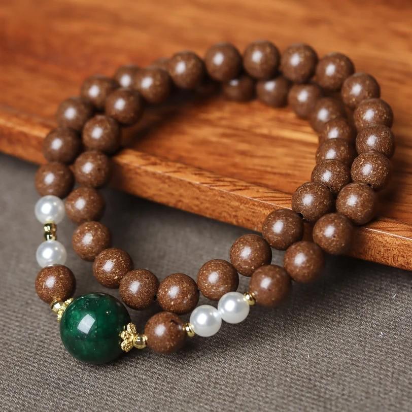 Goose Pear Sleep Aid: Double-Circle 0.8cm Incense Bead Hand-Woven Bracelet