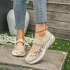 Fashion Women Fashion Leisure Flat Shoes Spring Autumn Flat Square Toe Knitting Elastic Soft Sole Comfortable Slip-on Shoes Plus Size 43