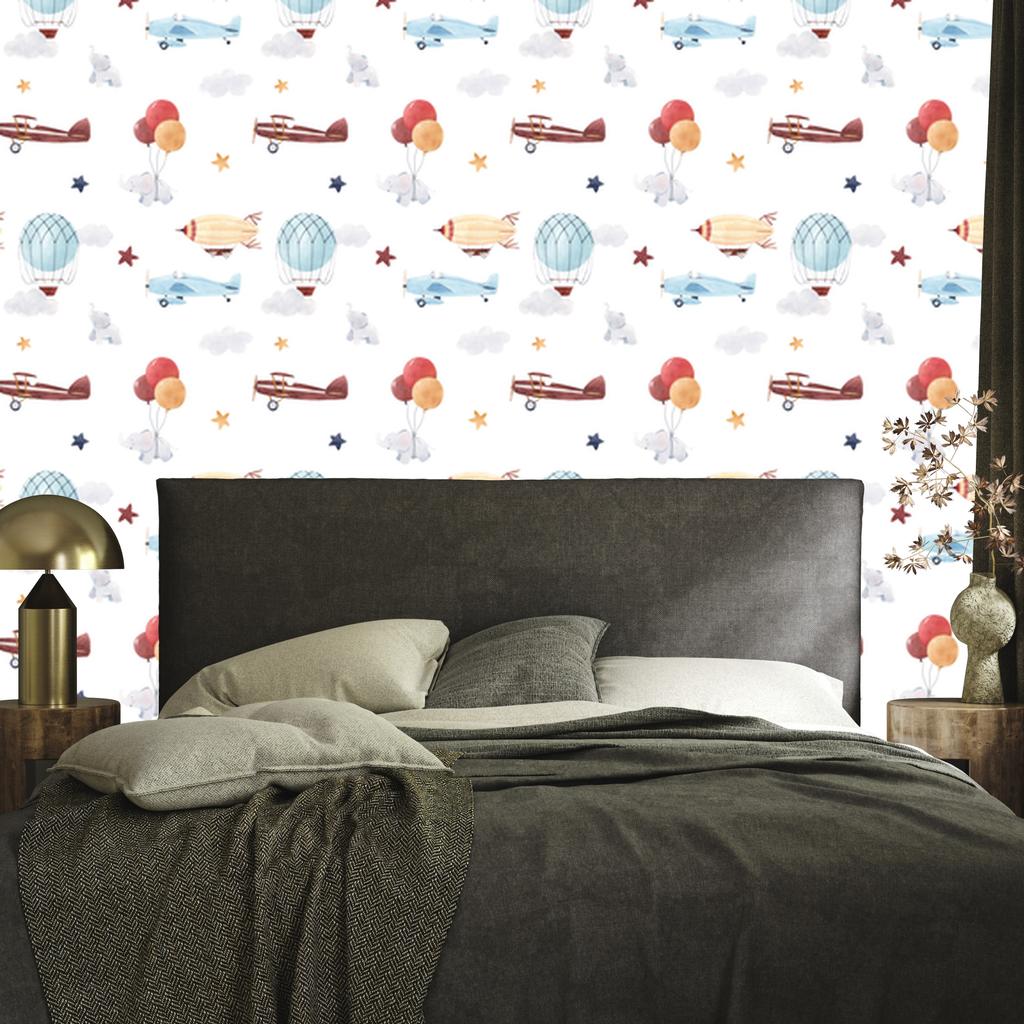 Wallpaper Animals Planes Balloons Clouds for Living Room and Bedroom 50x1000