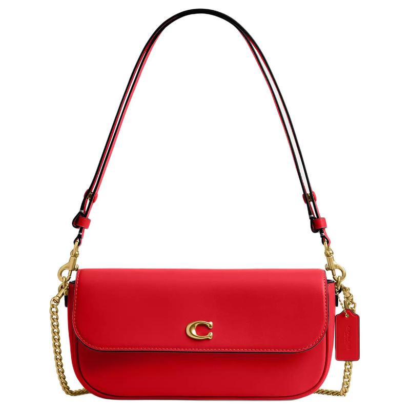 Coach Brook Flap 25 Gold Hardware Fine Calfskin Shoulder Bag Medium Women's Red
