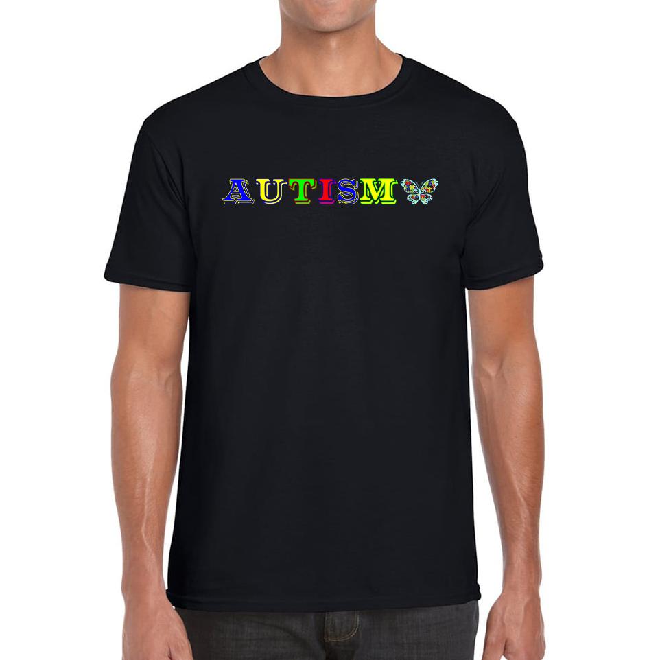 Autism Awareness With Butterfly Unisex Mens T Shirt Womens Tops Tees 3XL