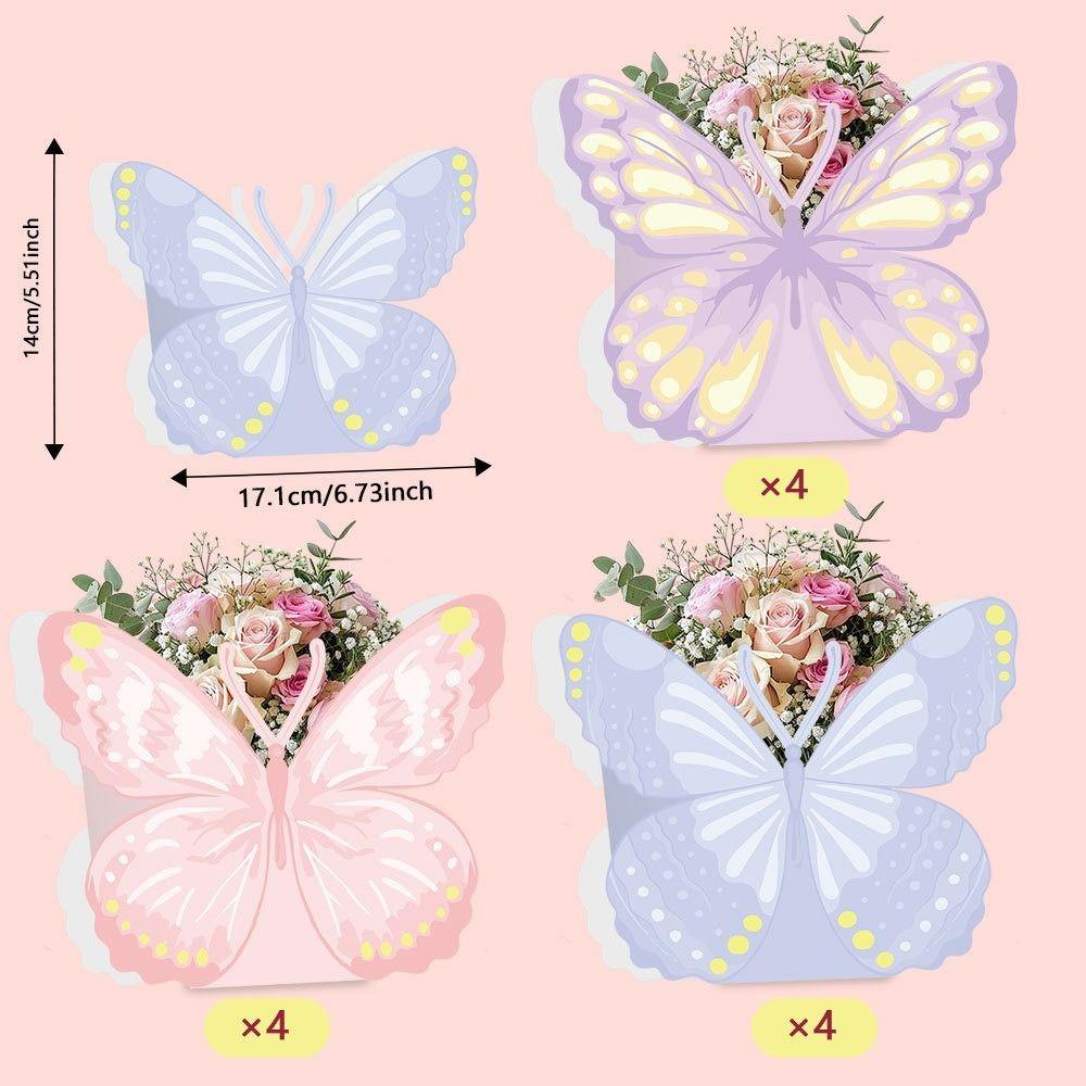 12PCS Multicolor Butterfly Flower Basket Paper Tabletop Ornament Party Supplies