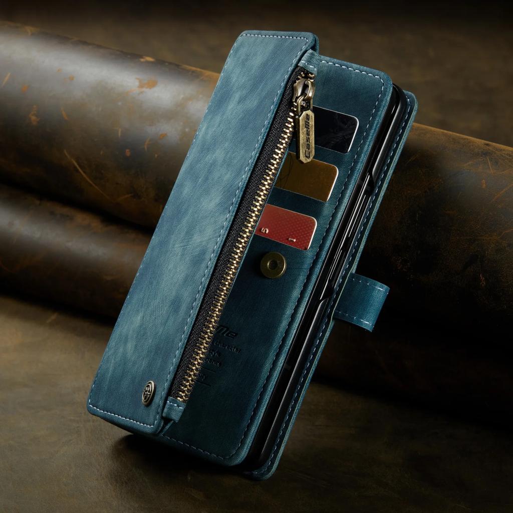Zipper Wallet Leather Cards Solt Case For Samsung Galaxy Z Fold 5 4 5G Fold3 S23 S24 Ultra S22 Plus A14 A54 A55 A34 Book Cover