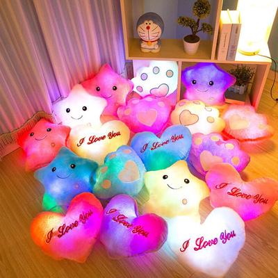 Non-Toxic Luminous Pillow Star Cushion Colorful Glowing Pillow Plush Doll Star Heart Bear Paw Led Light Toys For Children Kids Christmas Gifts