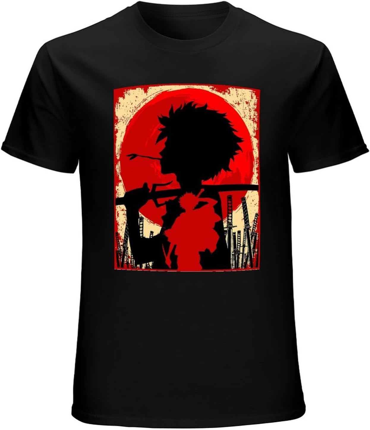 Samurai Sunset Mugen Men s Pure Cotton Funny Samurai Champloo Clothes Gift Idea Short Sleeve T-Shirt Black L