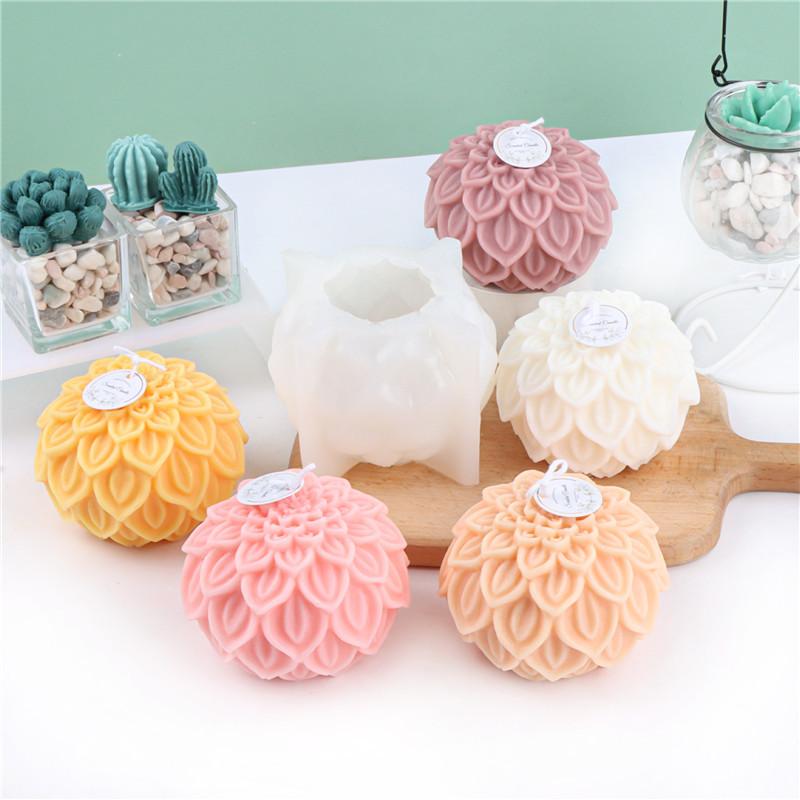 Creative Silicone Lotus Fragrance Scented Candle Mold 3D Lotus Petals Handmade Soap Mold Flip Sugar Mousse Cake Mold