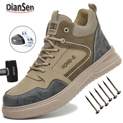 Safety Boots Steel Toe Work Shoes Men Slip Resistant Industrial Waterproof Boots Light Work Shoes Outdoor Hiking Sneakers