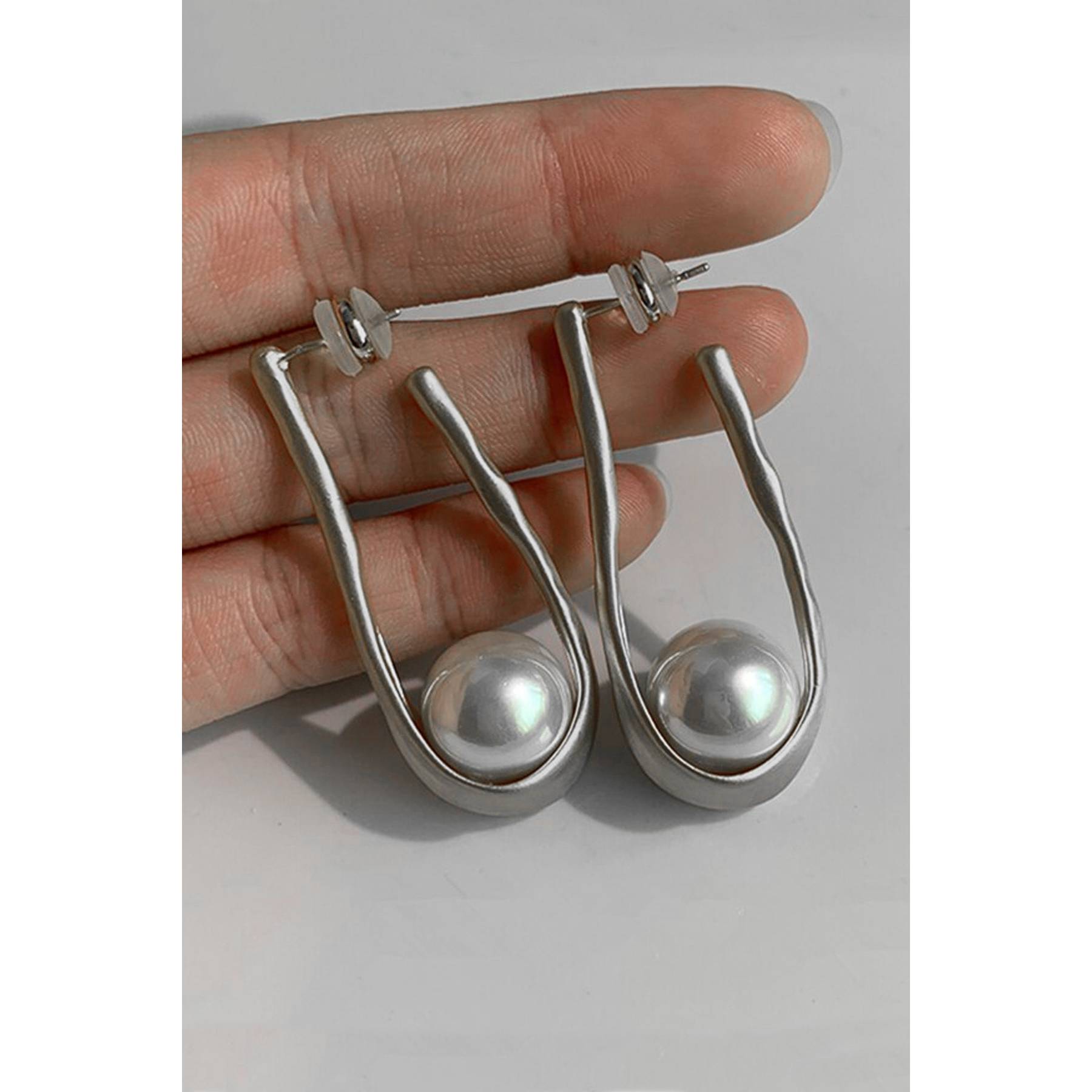 

Big Pearl Design Silver Color Earrings