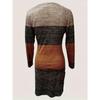 Spring Autumn Color Block O-neck Long Sleeve Casual Comfortable Dress for Women