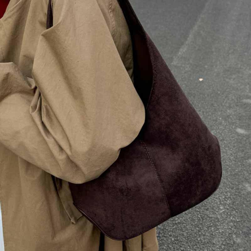 Autumn and Winter Suede Underarm Bag Women's 2025 New Fashion Korean Retro Casual Large Capacity Shoulder Tote Bag