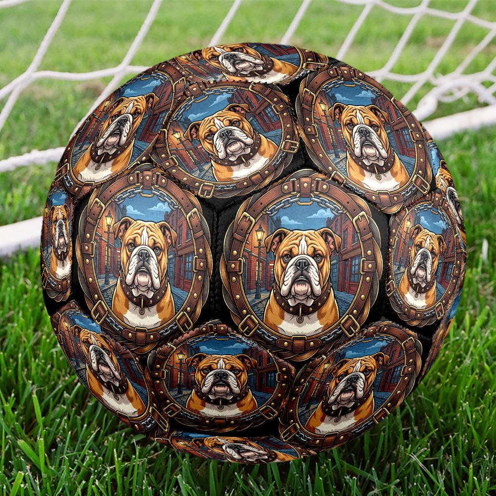 Bull Dog Urban Portrait Round Football Size 5 Adult Ball Suitable for Training Matches and Outdoor Team.