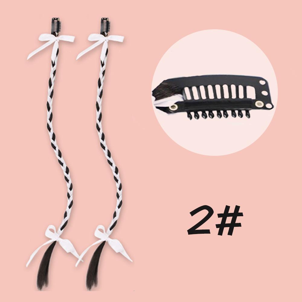 Bybrana Ribbon Atmosphere Braided Hair Extension Black Brown Synthetic Fiber Wig Pair