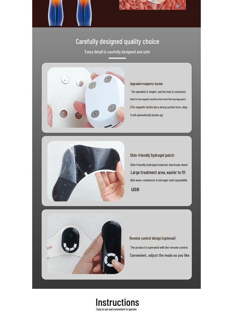 Portable Full Body Neck and Shoulder EMS Heating Massager with Remote Control