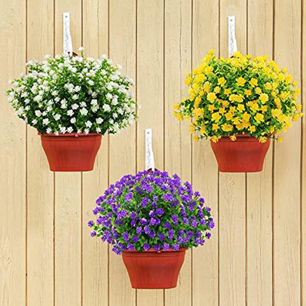 20 Artificial Flowers For Outdoor Home Decoration, UV Resistant Artificial Plastic Green Shrubs For Hanging Garden Porch Window Frame Decoration,