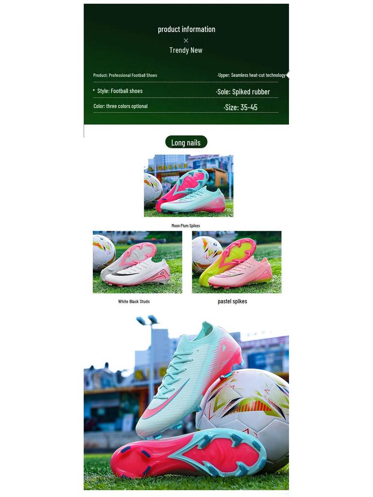 Messi Grenzüberschreitende Nahtlose Lange Stollen Fußballschuhe für Herren, Damen & Kinder - Niedrig geschnittene Trainingsschuhe für Kunstrasen