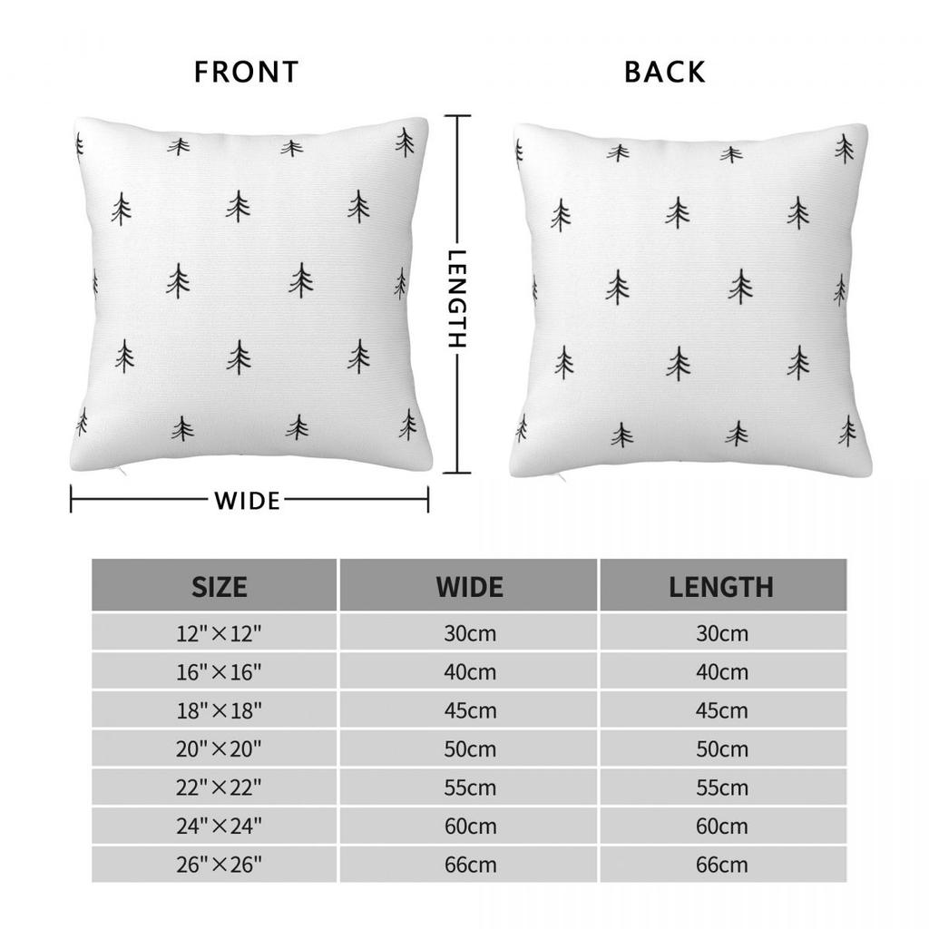Minimalist Christmas Tree Black Square Pillowcase Polyester Linen Velvet Printed Decorative Throw Pillow Case Bed Cushion 45X45