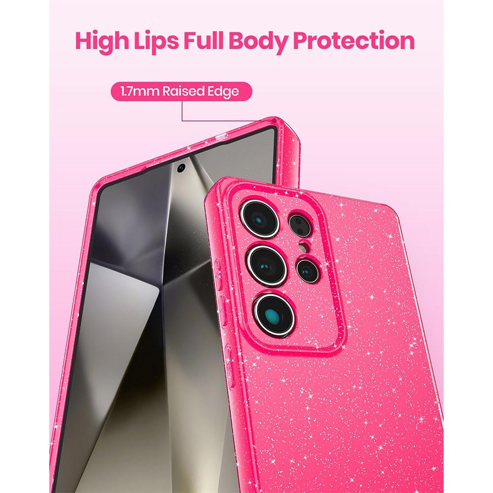 Glitter Case for Samsung Galaxy S25 Ultra S24 Plus S23 Fe A55 5G A15 Cute Sparkly Bright Color Phone Cover Women Girls Shiny Bling Accessories Pink