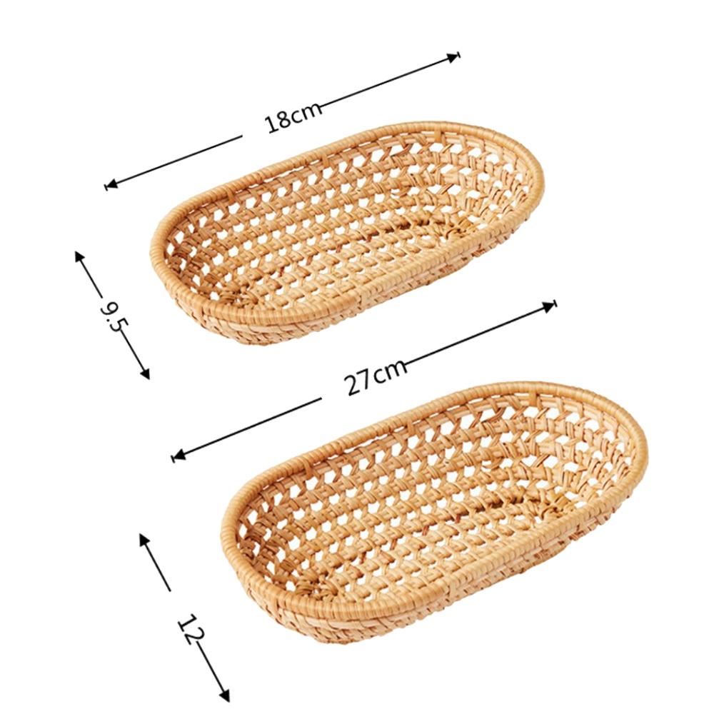 Coș de depozitare oval din ratan, gustări, fructe, alimente, tavă de servire, coș de pâine, cuțit, furculiță, bețișoare, farfurie de afișare, decorare bucătărie