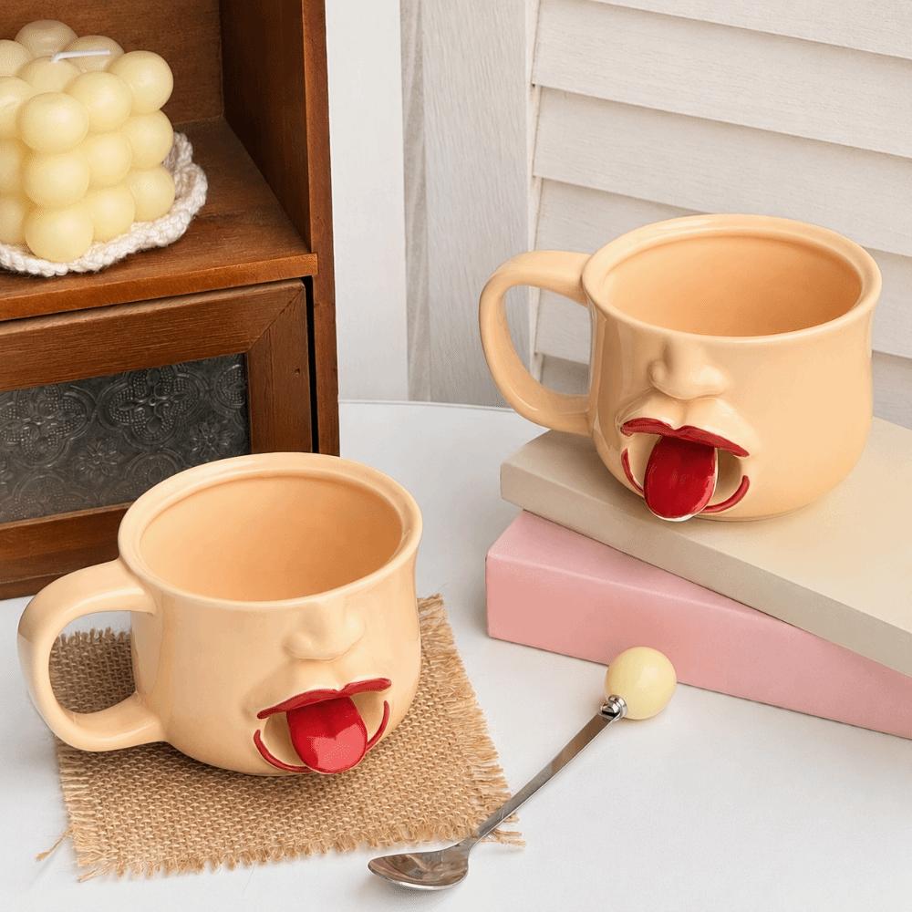 300ml Movable Tongue Cup Playful Ceramic Mug Water Cup Restless Tongue Cup Gift