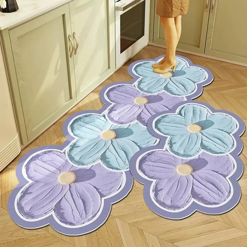 Vintage Kitchen Mat Anti-Slip Kitchen Rugs Long Carpet Absorbent Entrance Doormat Printed Kitchen Floor Mat Foot Pad