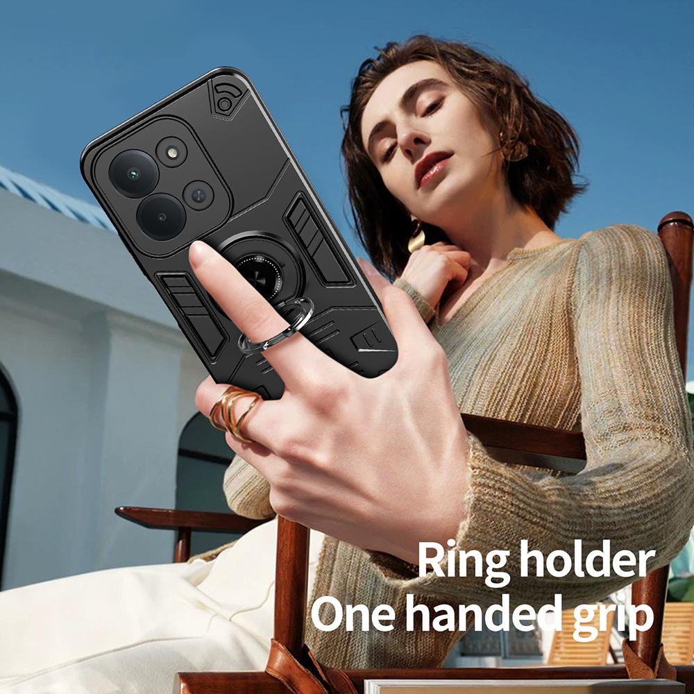 For Xiaomi Redmi 15C 4G (Global) (171mm)/Poco C85 4G (171mm) Case with Ring Holder Kickstand PC + TPU Anti-Fall Phone Cover