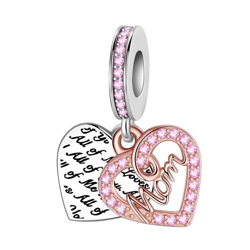 925 Silver Heart Mum Dangle Dream Catcher Charm DIY Jewelry For Women Original Bracelet Beads