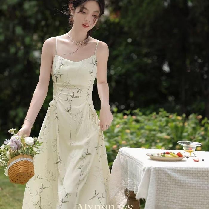 Coffee Break French Temperament Suspender Dress Women s 2026 Summer New Chinese Style Waist Skinny Skirt S