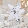 DYS Artificial Flowers with Gold Powder & Beads, Multi-Color Glitter Christmas Flowers, Multi-Layered Fabric Petals, Bendable Stems for Holiday